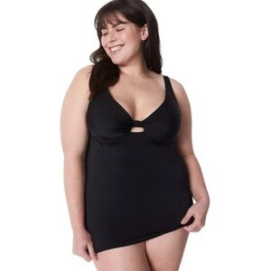 Lane Bryant Relaxed Underwire Swim Tankini Top Black- 44DDD